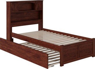 AFI Newport Twin Platform Bed with Footboard and Twin Trundle in Walnut
