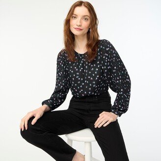 Women's Petite Printed Pleated-Sleeve Top