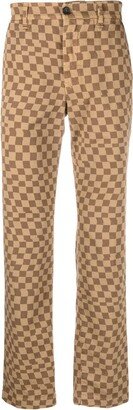 Check Pattern Straight Trousers