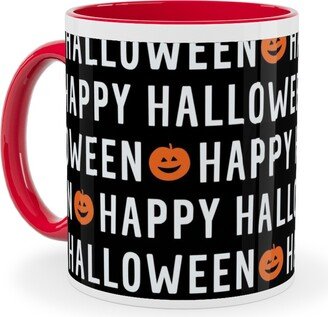 Mugs: Happy Halloween Black Ceramic Mug, Red, 11Oz, Black