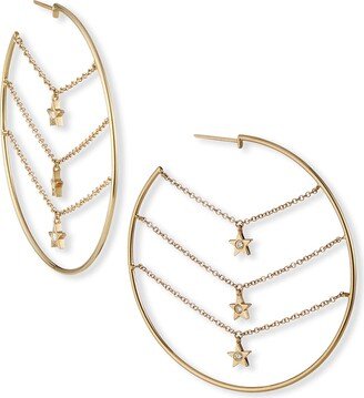 Kastel Jewelry Siren 3-Star Dangle Hoop Earrings