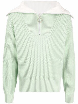 Zip-Collar Fisherman's Rib Jumper