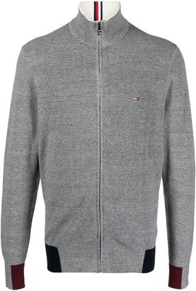 Embroidered-Logo Zip-Up Jumper