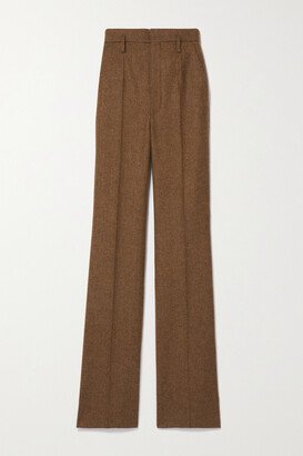 Pleated Wool Flared Pants - Brown