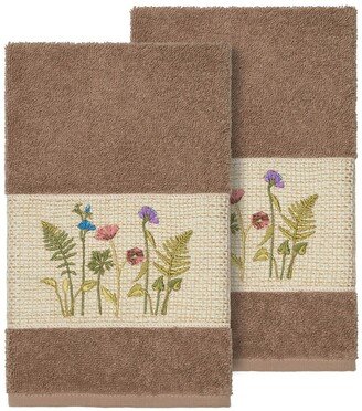 Serenity Embellished Hand Towel - Set of 2 - Latte