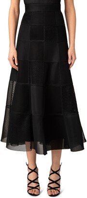 Techno Grid Patchwork Midi Skirt