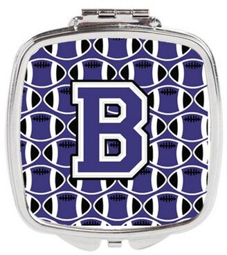 CJ1068-BSCM Letter B Football Purple & White Compact Mirror