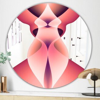 Designart 'Nebulous Waves 1' Printed Mid-Century Oval and Circle Wall Mirror