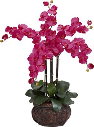 Phalaenopsis w/Decorative Vase Silk Flower Arrangement