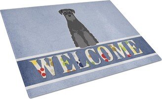 BB5613LCB Standard Schnauzer Black Welcome Glass Cutting Board