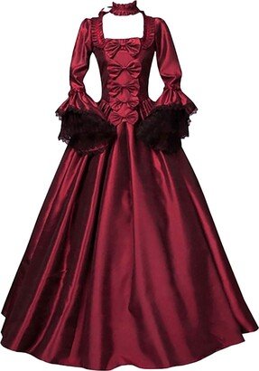 GJPRXCx Prime Try Before You Buy WomenWomen Renaissance Medieval Irish Costume Over Dress Smocked Waist Retro Gown Cosplay