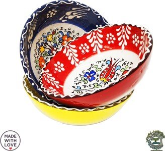 3 Pieces Handmade Large Ceramic Bowls Soup Rice Appatizer Berry Dip Pottery Ramekins Nesting Mixing Cereal Dishes Gift For New Kitchen