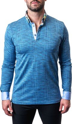 Newton Shady Blue Long Sleeve Polo