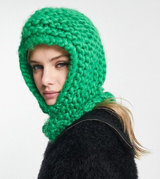 Unisex chunky crochet knit balaclava in green