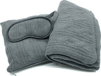 Cable Knit Travel Throw & Eye Mask Set