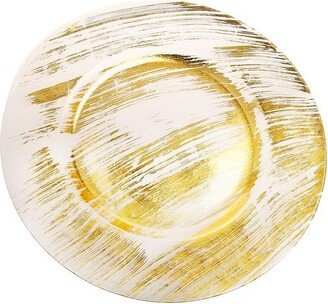 Set of 4 Gold Brushed Glass Chargers, 13D