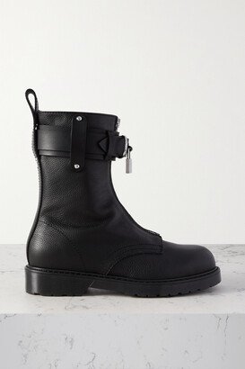 Punk Buckled Textured-leather Ankle Boots - Black