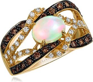 14K Honey Gold™ 1.38 Ct. Tw. Diamond & Opal Ring