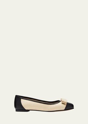 Varina Raffia Bicolor Bow Ballerina Flats