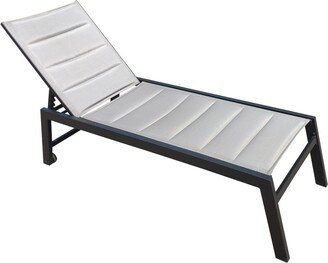 EDWINRAYLLC Deluxe Outdoor Chaise Lounge Chair, 5 Position Adjustable Aluminum Recliner powder coated frame Patio Lounger Recliner Chair