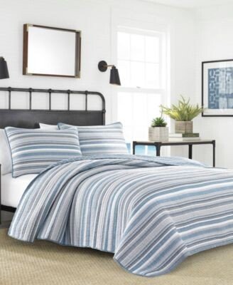 Jettison Grey Blue Cotton Reversible Quilt Collection