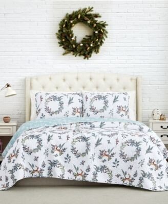 Happy Holidays Oversized Reversible 3 Piece Quilt Set Collection