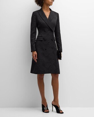 Double-Breasted Jacquard Coat Dress
