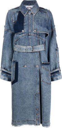 Denim Double-Breasted Trench Coat