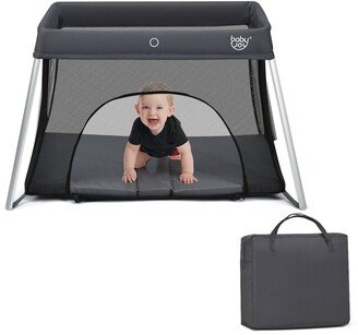 Lightweight Foldable Baby Playpen wITH Carry Bag-Dark Gray - 45.5 x 31 x 27