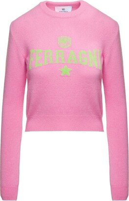 Ferragni Intarsia-Knit Crewneck Jumper-AA