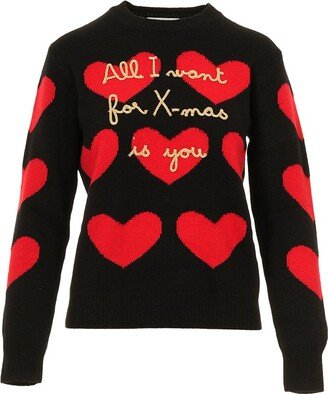 Heart Intarsia Knit Crewneck Jumper-AA