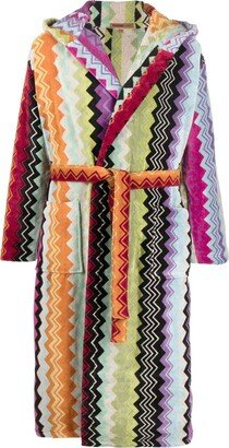 Zig-Zag Print Bath Robe