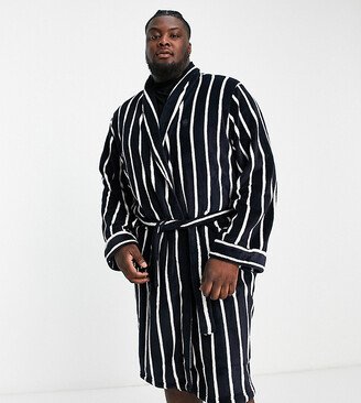 Plus robe in navy and ecru stripe