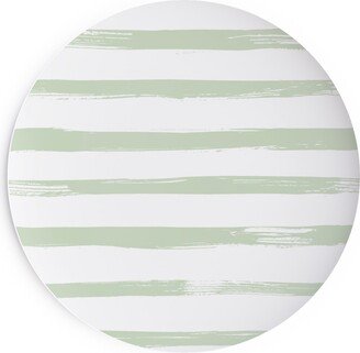 Salad Plates: Sage And White Stripes Salad Plate, Green