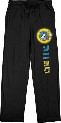 Sonic The Hedgehog Classic Sonic Gold Ring Kanji Men's Black Sleep Pajama Pants-Medium