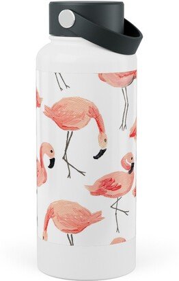 Photo Water Bottles: Flamingo Party - Pink Stainless Steel Wide Mouth Water Bottle, 30Oz, Wide Mouth, Pink