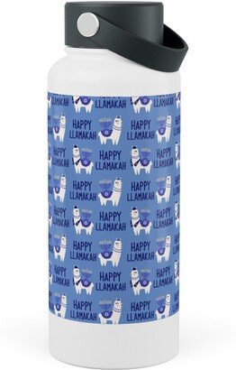 Photo Water Bottles: Happy Llamakah - Blue Stainless Steel Wide Mouth Water Bottle, 30Oz, Wide Mouth, Blue