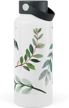 Photo Water Bottles: Paprika Floral Greenery Leafs - Green Stainless Steel Wide Mouth Water Bottle, 30Oz, Wide Mouth, Green