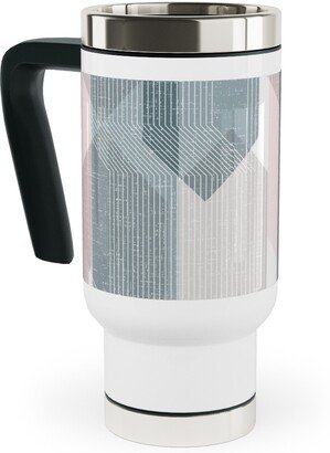 Travel Mugs: Deco Mod Hex Reflections - Sorbet Travel Mug With Handle, 17Oz, Gray