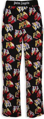 3D Logo Print Straight-Leg Pajama Pants