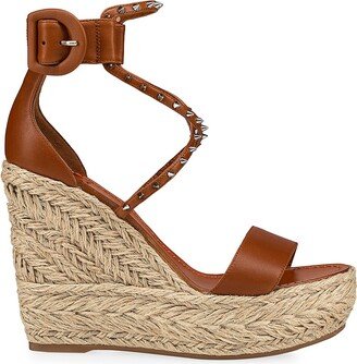 Chocazeppa 120MM Spiked Leather Espadrille Wedge Sandals