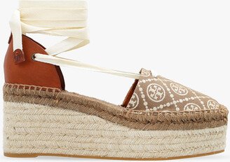 ‘T Monogram’ Wedge Espadrilles - Brown