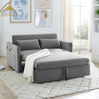 Sunmory Velvet Loveseat Sofa Modern Convertible Sleeper Sofa, Pull out Bed