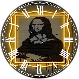 Designart Mona Lisa Neon Large Modern Wall Clock - 36 x 36