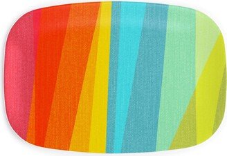 Serving Platters: Geo Stripes Vertical - Multi Serving Platter, Multicolor