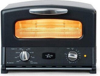 Sengoku SET-G16A(K) HeatMate Instant Heat Compact Countertop Graphite Toaster Technology Oven with 4 Non-Stick Pans for Toasting and Baking, Black