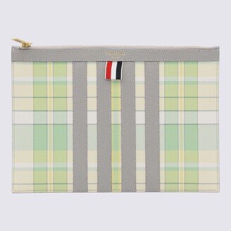 Pastel Green Nylon Madras 4-Bar Pouche