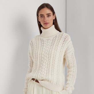 Ralph Lauren Cable-Knit Cotton-Blend Turtleneck-AE