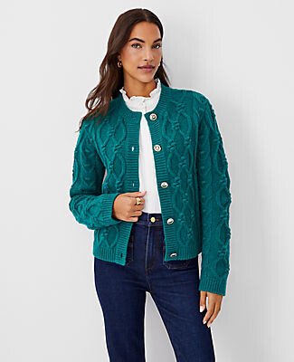 Petite Relaxed Cable Cardigan