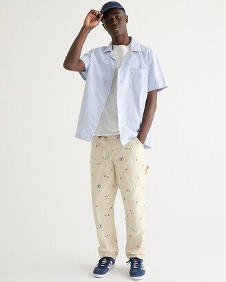 Short-sleeve pajama shirt in Broken-in organic cotton oxford